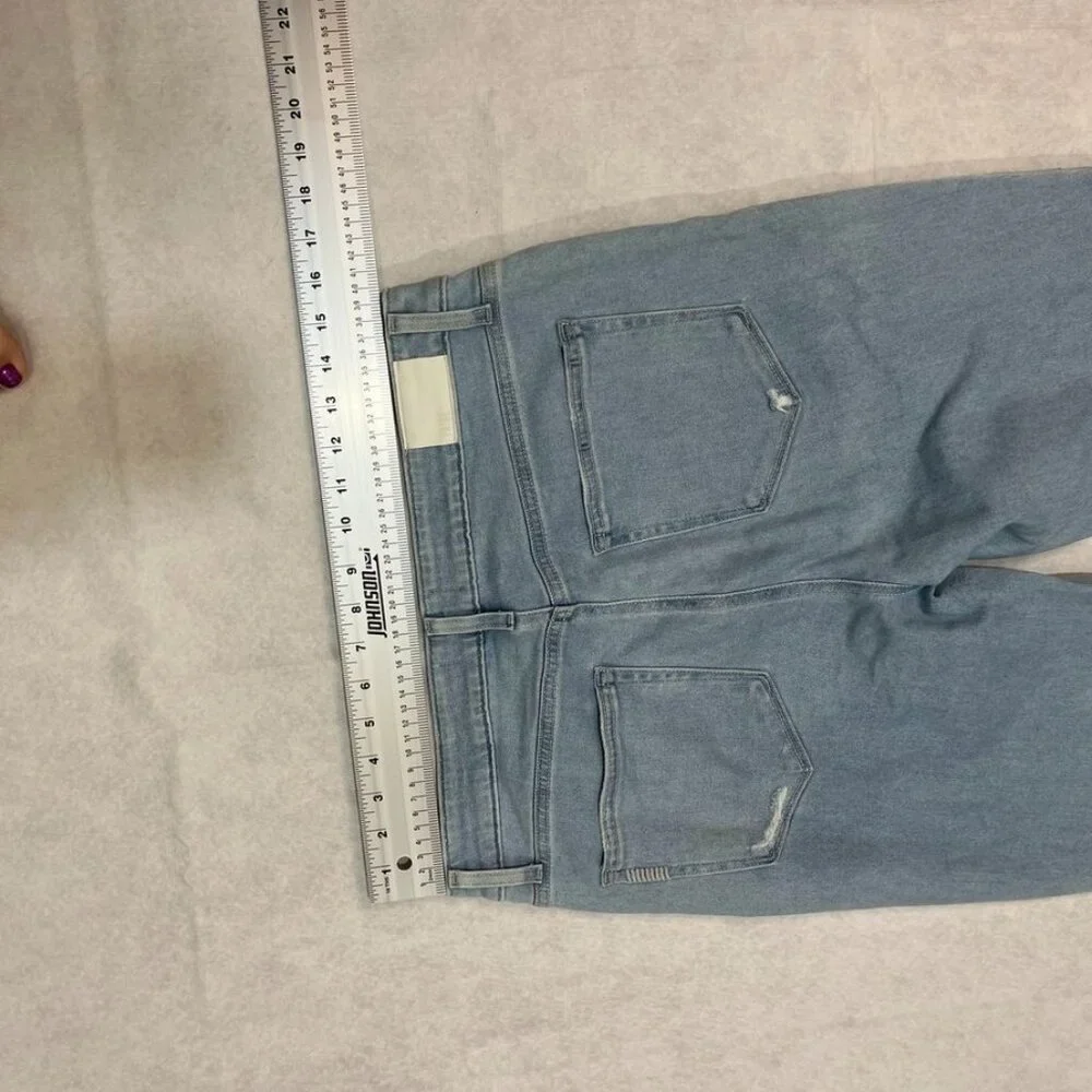PAIGE Cindy High-Rise Straight-Leg Jeans Macaron Distressed Wash Size 32 - Picture 8 of 15